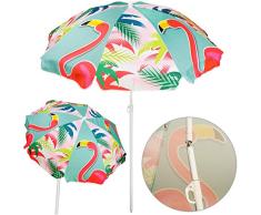 alles-meine.de GmbH Strandschirm / Sonnenschirm - Flamingo Vogel & Blumen - Ø 145 cm - UV-Schutz - UV Campingschirm / Poolschirm - Polyester - Gartenmöbel - Gartenschirm - Strand..