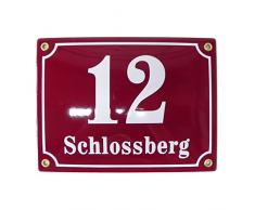 Hausnummer Hausnummernschild Emaille 15x20 cm mit Wunschstraßennamen und Nummer