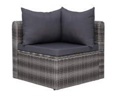 Tidyard 3-TLG. Garten-Sofagarnitur Mit Kissen Sofa-Eckelement, Pulverbeschichteter Stahlrahmen und Poly Rattan,Sitzgruppe Couch-Set Ecksofa