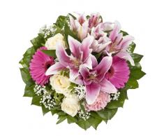 Dominik Blumen und Pflanzen, Blumenstrauß Laura mit rosa Lilien, Rosen und Gerbera
