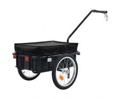 vidaXL Fahrradanhänger Handwagen Lastenanhänger Transportanhänger Anhänger Radanhänger Gepäckwagen Transportkarre 155x61x83 cm Stahl Schwarz 50/70 kg