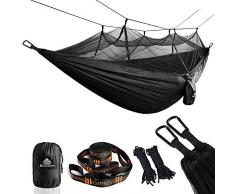 NATUREFUN Ultraleichte Moskito Netz Camping Hängematte 300kg Tragfähigkeit,(275 x 140 cm) Atmungsaktiv, schnell trocknende Fallschirm Nylon Enthalten 2 x Premium Karabinerhaken 4 x Nylonschlingen