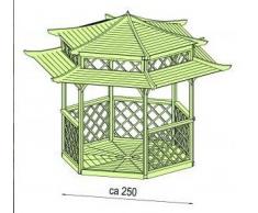 Garten-Holzpavillon, umwerfende japanische Pagode, sechseckig, Durchmesser 2,5 m (außen 3,5 m)