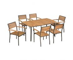 vidaXL Gartenmöbel 7-TLG. Akazienholz Massiv Stahl Sitzgruppe Gartengarnitur
