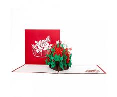 Pop Up Karte Rosen - 3D Karte Blumenbouquet, Rosen-Karte, edle & elegante Hochzeitskarte, Valentinskarte, Blumengruß
