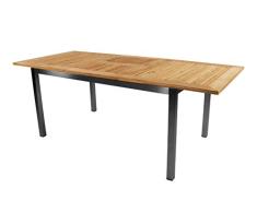 lifestyle4living Gartentisch ausziehbar mit Edelstahlgestell und Tischplatte Teakholz, wetterfest, 152x90 cm | Hochwertiger moderner rechteckiger Tisch für 6 Personen