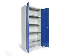 Protaurus Werkzeugschrank Flügeltürschrank, 4 verzinkte Fachböden, HxBxT 1800x800x380mm, Korpus RAL 7035 Lichtgrau, Türen RAL 5010 Enzianblau