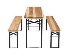Juskys Holz Bierzeltgarnitur 175 x 46 cm | klappbar | 3-teilig | 2 Bierbänke & Biertisch | Festzeltgarnitur Biertischgarnitur Gartenmöbel-Set