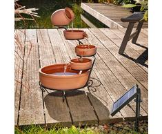Solar Kaskadenbrunnen Livorno Terrakotta - 2 Watt Solarmodul mit Direktbetrieb - verschleißarme Pumpe - Springbrunnen Wasserspiel Gartenbrunnen Solarbrunnen - Größe ca. 31x31x55 cm, esotec 101302