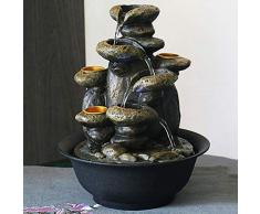 LFLYBCX Polyresin Zimmerbrunnen Feng Shui, Retro Kunstharz Tischbrunnen Gartenbrunnen Mit LED Beleuchtung Kann Kerzen Setzen (Keine Kerzen,20 * 20 * 28 cm)