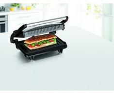 GOURMETmaxx 09898 Turbo-Kontaktgrill / Panini-Maker kompakt | Für Fettarmes Grillen | Antihaftbeschichtung | 700 Watt | Schwarz-Silber