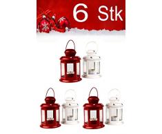 Weihnachtslaterne 6er SET Windlicht Laterne 13cm hoch für Weihnachten | kleine Laternen für draußen aus Metall und Glas | Windlichter als Weihnachtsdeko Beleuchtung oder Dekoration für Kerzen