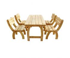 Festnight- Garten-Essgruppe 5-TLG. Garten Sitzgruppe Holz Gartenmöbel Essgruppe 1 Tisch + 4 Stühle Kiefernholz Imprägniert
