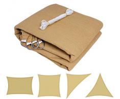 Laneetal Sonnensegel Dreieck, Sonnenschutz Garten Balkon Terrasse HDPE atmungsaktiv Schattenspender Dreieckig 5x7x7 m Sand
