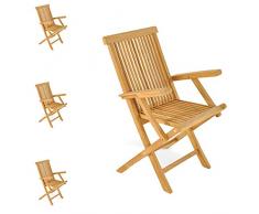 FineHome 4 Stück Teakholz Klappsessel Gartenstuhl mit Armlehne Klappstuhl nachhaltig bewirtschafteten Plantagenanbau