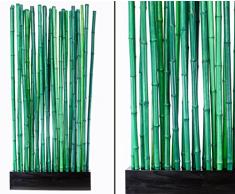 Bambus Raumteiler Paris2 mit ca. 90x12x205cm, Sockel und 27 Rohre grün 2,8-3,5cm - Sichtschutzwand Sichtschutzelement Sichtschutz Trennwand Büro Paravent Raumabtrennung