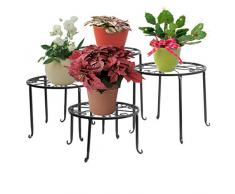 Blumenständer 4-in-1 Set, Blumenhocker aus Metall, dekorativ für Garten/Terrasse (Schwarz)