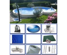 Summer Fun Stahlwandbecken Set Kreta Exklusiv achtform 3,60m x 6,25m x 1,50m Folie 0,6mm All Inklusive Set Pool Achtformpool / 360 x 625 x 150 cm Stahlwandpool