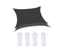Outdoor Living Vier-Eck-Sonnensegel,Sonnenschutz Im Freien,Sonnenschutz,95% Schattenrate Und Uv-Schutz SchüTzen Ihre Hautgesundheit Mit Dem Sonnensegel Hardware Kit (3 * 5 M)-Schwarz
