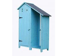 GGYSSY Outdoor-Aufbewahrungsbox, hölzerner Garten-Aufbewahrungsschuppen, Werkzeughandschuhfach-Mehrzweck-Brennholzraum, abschließbare Tür und Dachluke,Blau
