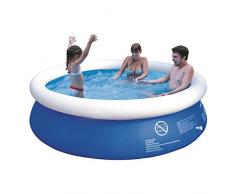 Jilong Marin Blue Rundpool Set Ø 240x63 cm mit Becken Pumpe Filter-Kartusche, Quick-Up Swimming Pool Fast-Set Kinder und Familien Schwimmbecken Schwimmbad für Garten und Terasse
