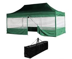 INSTENT® Pro 3x6m Faltpavillon Partyzelt + Seitenteile, Alu Pavillon, WASSERDICHT (SGS geprüft) + UV-Schutz 50+ (TÜV Rheinland geprüft), inkl. Zubehör, Farbwahl: Weiß Champagner Blau Grün Rot Schwarz