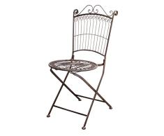 aubaho Gartenstuhl Stuhl Klappstuhl Gartenmöbel Nostalgie Anitk-Stil Metall braun