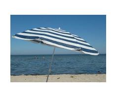 Ø180cm Sonnenschirm für Balkon und Strand, Strandschirm, Gartenschirm, Balkonschirm, Sonnenschutz mit blau/weiß Streifen