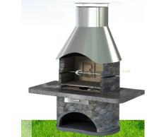 Grillkamin Moon Granit + Edelstahlhaube