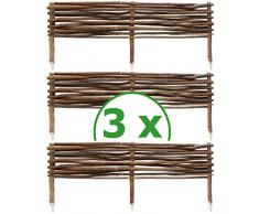 BOGATECO 3 x Haselnuss Beeteinfassung | 20 cm Hoch & 90 cm Lang | Staketenzaun Perfekt als Beet-Umrandung oder Weg-Abgrenzung
