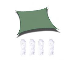 GUOCU Sonnensegel Sonnenschutz Wetterschutz Wetterbeständig UV-Schutz Quadrat Sonnenschutzsegel Schattenspender,Dunkelgrün,2x2m