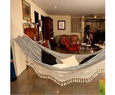 Denana Doppel Hängematte Pretinho Basico mit Borte aus 100% Baumwolle Tuchhängematte