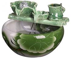 Bürodekoration Zimmerbrunnen Tischbrunnen Jingdezhen Keramik Indoor-Brunnen Fließendes Wasser Dekoration Office Desktop-Brunnen Wohnzimmer Feng Shui Rad Glück Spray Kleiner Fisch-Behälter Indoor-Wasse