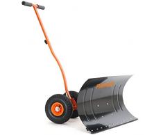 FUXTEC Schneeschaufel auf Rädern FX-SS740, höhenverstellbar - komfortables Schneeräumen, rückenschonender Schneeschieber, Schneeschild 75 cm Arbeitsbreite-Höhe 42 cm, platzsparend da zusammenklappbar