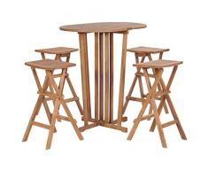 Tidyard Bistroset Balkonset Klappbar Holz Bistrotisch Mit 4 Stühlen Garten Sitzgruppe 2 Personen Balkonmöbel Gartengarnitur Sitzgarnitur Gartenmöbel Set, Teakholz Braun 5-TLG