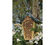 Esschert Design Bienenhaus, Insektenhaus, Nistkasten, Insektenhotel, mit Metalldach, zum Aufhängen oder Aufstellen, ca. 15 cm x 11,5 cm x 19 cm
