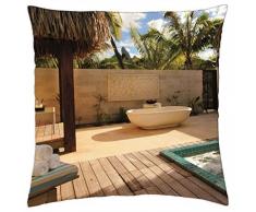 St Regis hotel and resort Bora Bora Beach villa jacuzzi outdoor bath - Throw Pillow Cover Case (18