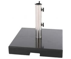 Nexos Sonnenschirmständer viereckig standfest Mind. 33 kg schwarz gefärbt poliertes Granit Edelstahlrohr mit Reduzierhülsen ca. 43x43x38 cm für Sonnenschirm