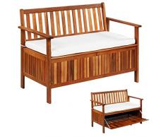 vidaXL Akazie Massiv Truhenbank Holzbank Sitzbank Flurbank Gartenbank Bank