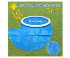 Poolabdeckung Rund Solarplane Pool,Pool Abdeckplane Solar Pool Cover Anti-Verdunstung, Schwimmbad Isolierfolie Plane Poolerwärmung Solarabdeckplane Schwimmen Poolabdeckplane (152X152CM（5ft）, Blau)