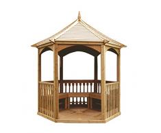 G&C Brompton – sechseckige Gartenlaube aus Holz mit Boden und Balustraden – Maße: 240 x 208 x h295 cmG&C Brompton – sechseckige Gartenlaube aus Holz mit Boden und Balustraden – Maße: 240 x 208 x h295 cm