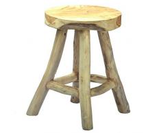 DRULINE 42cm Teak Hocker massiv Teakholz Stuhl Möbel Sitzhocker Hocker Massivholz