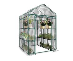 Foliengewächshaus Winterfest Transparent PVC wasserdichte Anti-UV Gewächshausabdeckung Tomatengewächshaus Für Tomaten, Gemüse, Obst, Blumen, Garten, 143X73X195CM,（Ohne Regal）