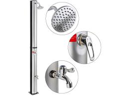 Arebos Solardusche 40 L | 220 cm | Regulierbare Wassertemperatur bis 60° | Mit Fußdusche | Schwenkbarer Duschkopf