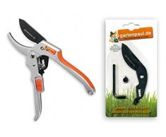 Gartenpaul Ratschen Gartenschere | Limited Edition inkl. Ersatzklingen-Set und Gartenpaul Holzbox | Kostenloser Schleifservice | Amboss Gartenschere | Stufenschere