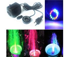 Qiorange Unterwasser Wasserspielpumpe, 15W 800L/H 210GPH Wasser Pumpen Garten Tauchpumpen mit Bunten LED Licht, Wasserpumpe für Garten Aquarium Teich Brunne (800L/H 15W)