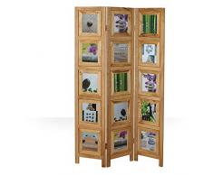 Homestyle4u 971, Foto Paravent Raumteiler 3 teilig, Fotowand Holz, Natur