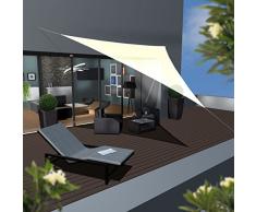 AMANKA UV Sonnensegel 5x5x5 HDPE Sonnenschutz Terrassen Segel Sonnendach Creme