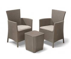 Allibert Iowa Balcony Set Balkonset, mit 2-Sitzer 3tlg + inkl. Poly-Cotton Kissen cappuccino/sand