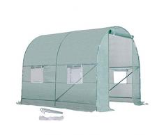 Outsunny Folien Gewächshaus Foliengewächshaus Treibhaus Frühbeet Pflanzenhaus Tomatenhaus (250 * 200 * 200cm/Tonnedach)